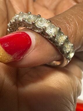 Sterling Silver CZ Eternity Band - White/wear and tear